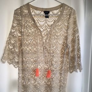 cream lace over top
